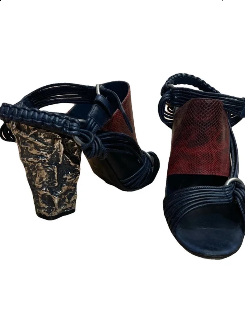 Masterpiece heels from Damir Doma  Burgundy snakeskin Strappy Block Heel Sandals